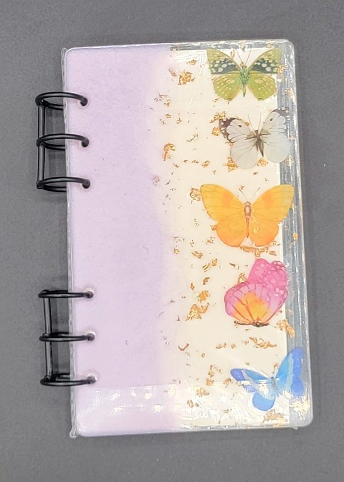 One-of-a-Kind Resin Notebook- Purple/Gold/Butterflies image 4