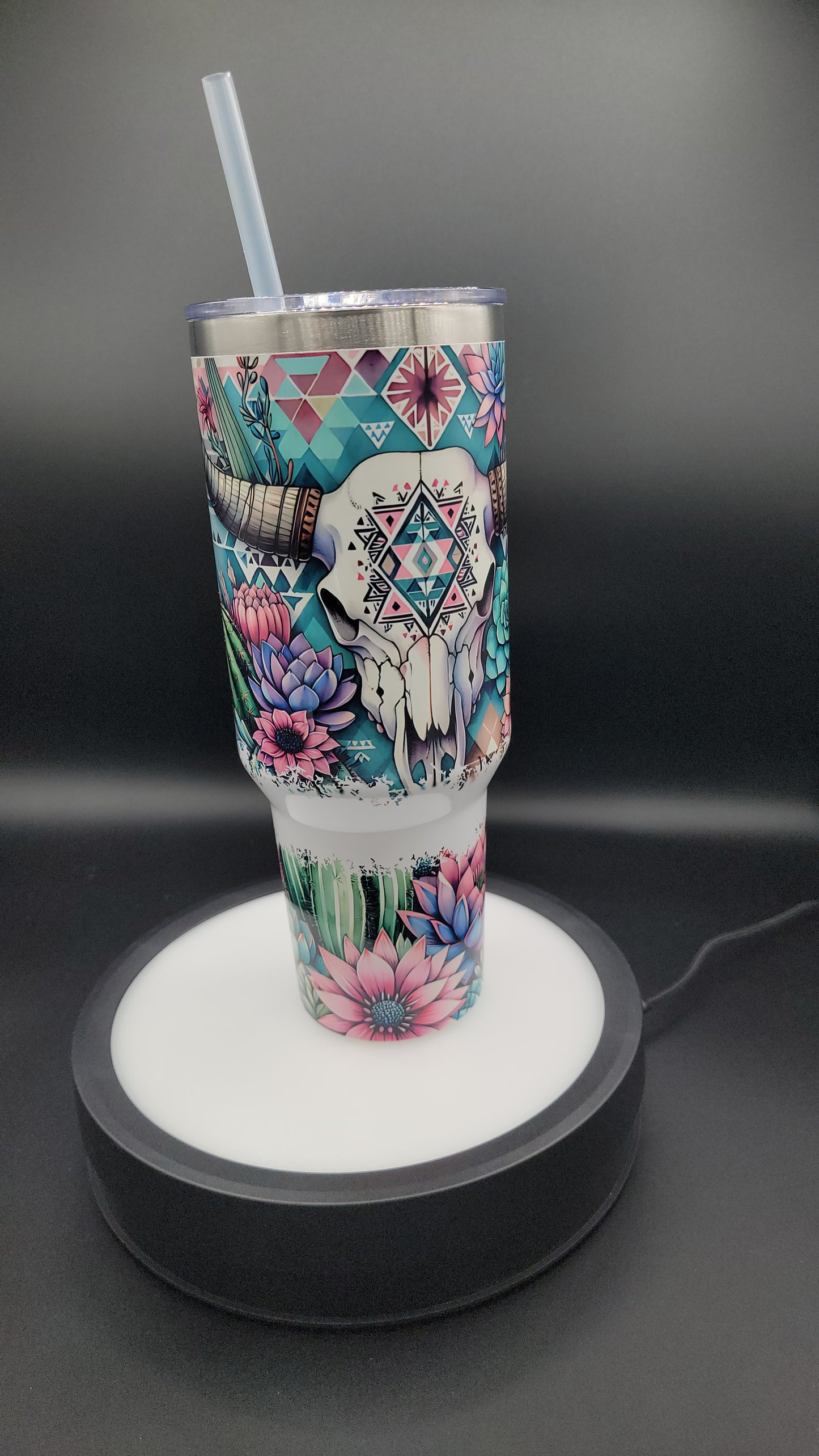 40oz Tumbler Western Bull Skull