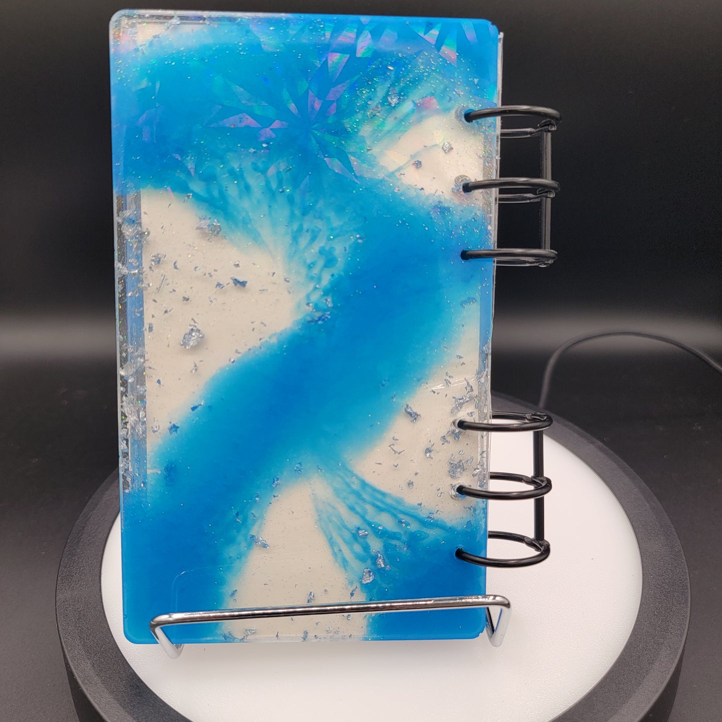 Resin Notebook - Holographic Galaxy Blue