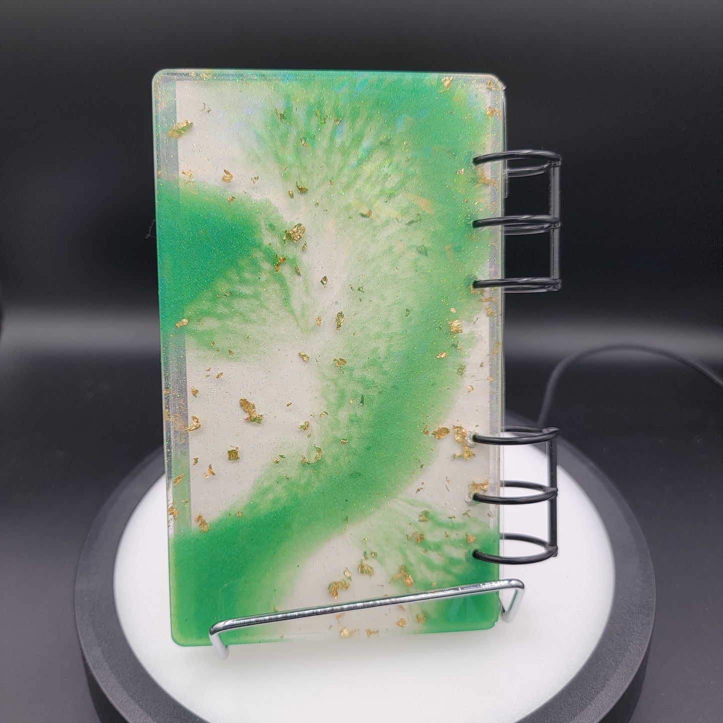 Resin Notebook - Holographic Galaxy Green