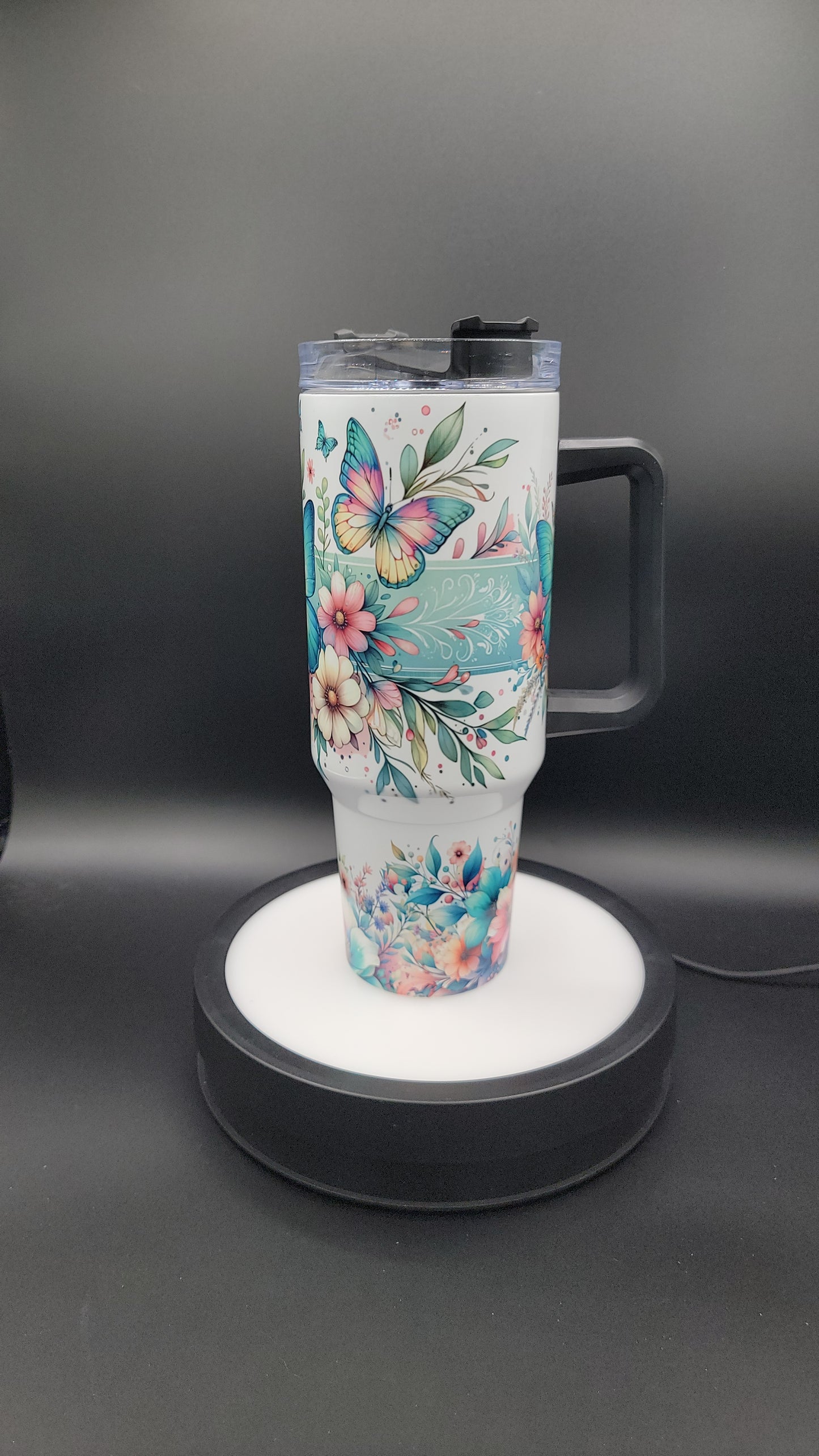 40oz Tumbler Floral Butterflies