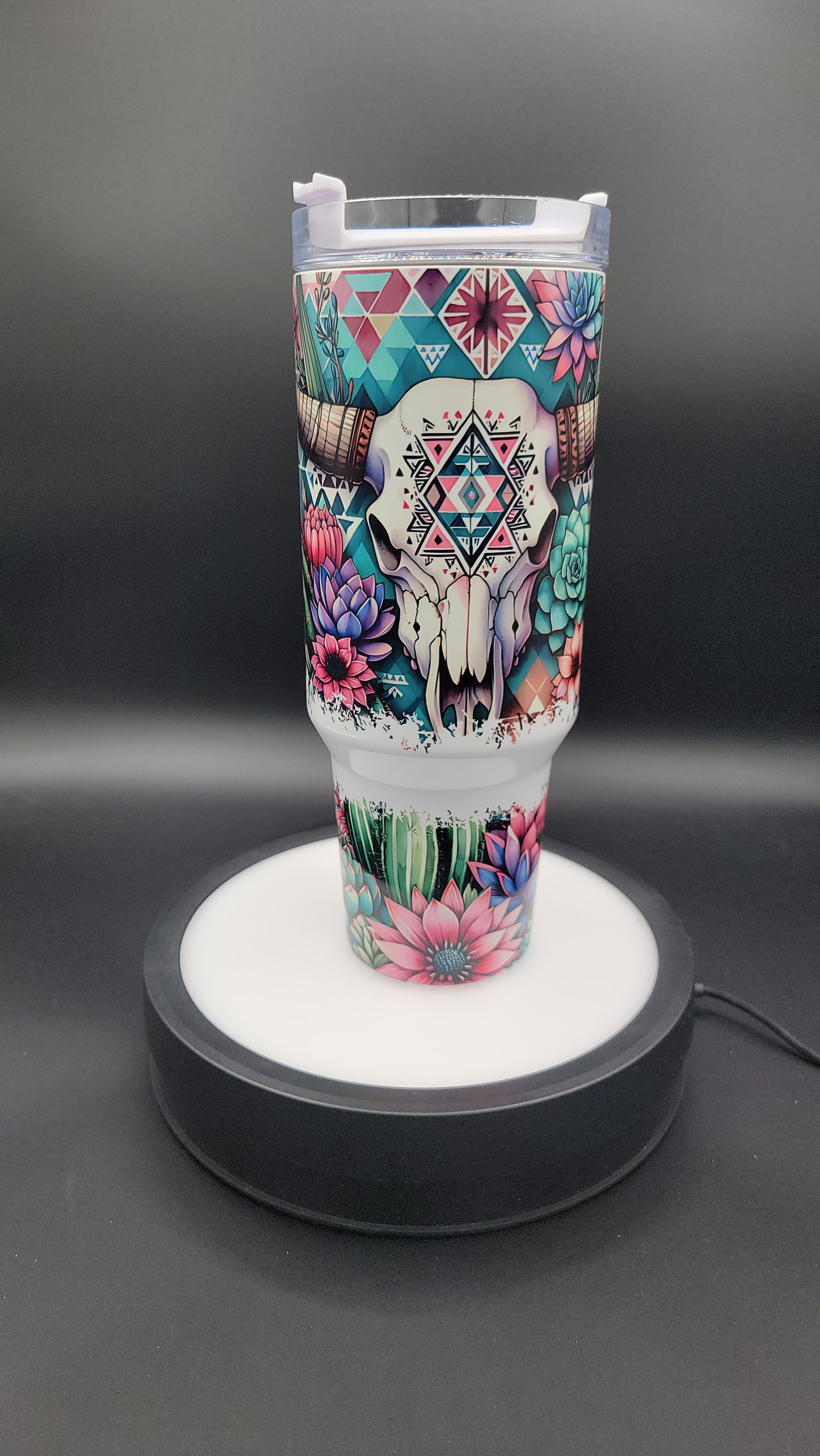 40oz Tumbler Western Bull Skull