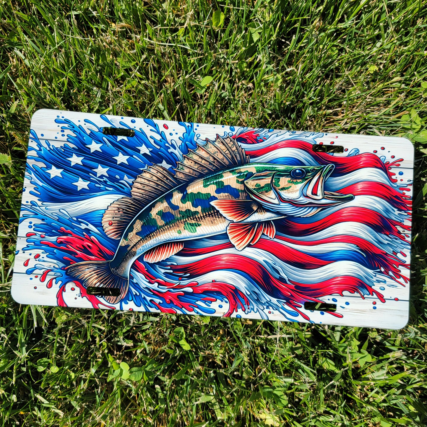 Sublimated Metal License Plate Art - Fish Flag