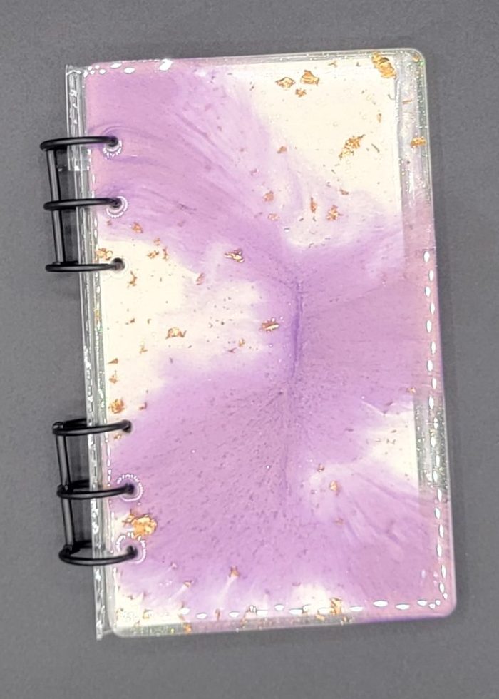 One-of-a-Kind Resin Notebook- Purple/Gold/Galaxy image 0