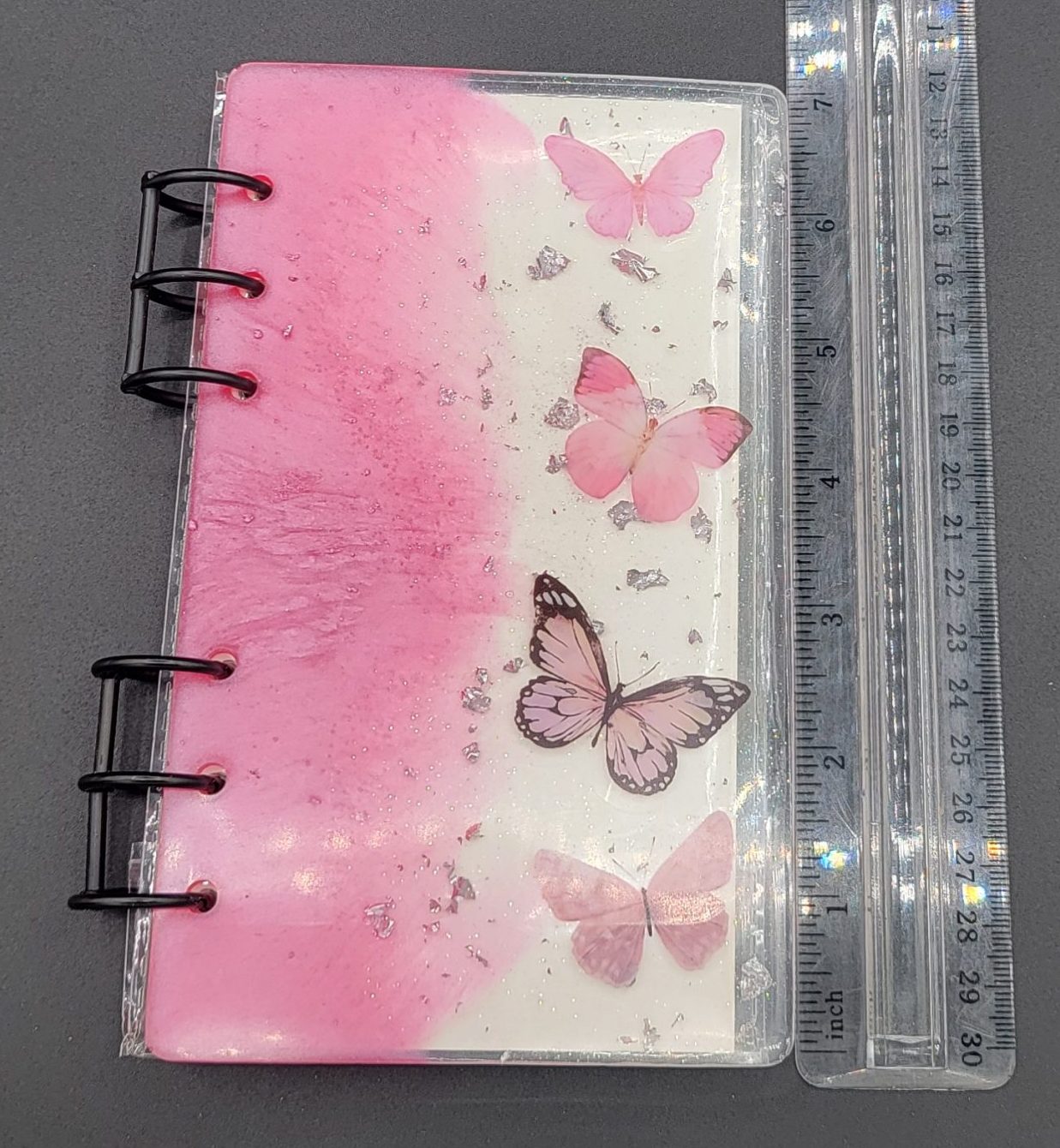 One-of-a-Kind Resin Notebook- Pink/Silver/Pink Butterflies image 6