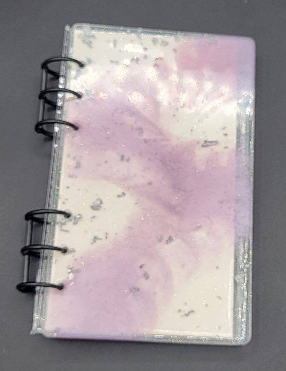 One-of-a-Kind Resin Notebook- Purple/Silver/Galaxy image 3