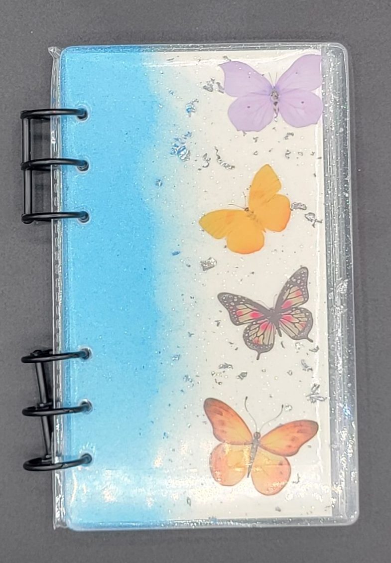 One-of-a-Kind Resin Notebook- Blue/Silver/Butterflies image 4