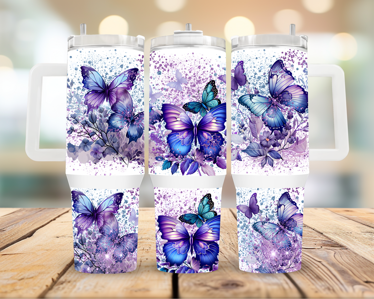 40oz Tumbler Purple Butterfly