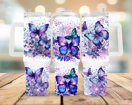 40oz Tumbler Purple Butterfly