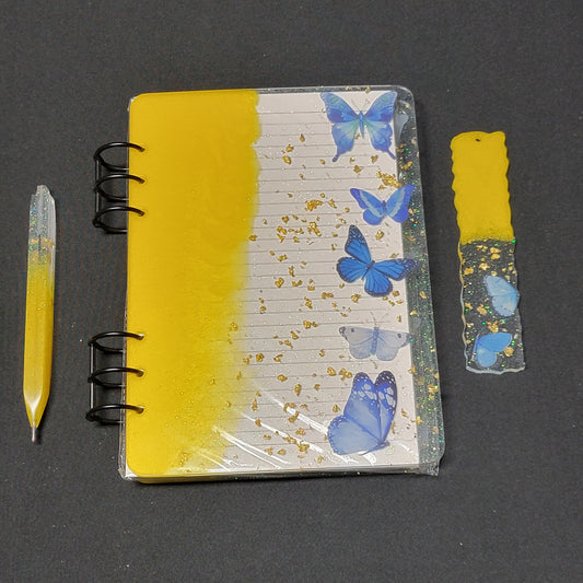 Resin Journal Gift Set – Yellow/Gold/Butterflies