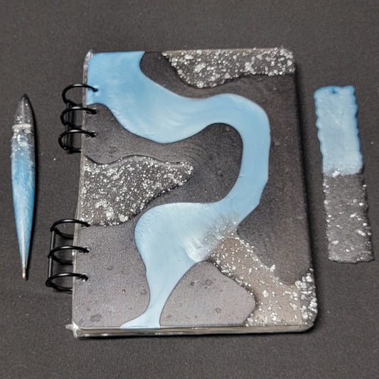 Resin Journal Gift Set – Blue/Black/Silver