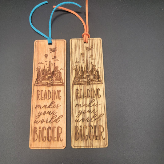 Reading makes your world bigger - Wood Bookmarks