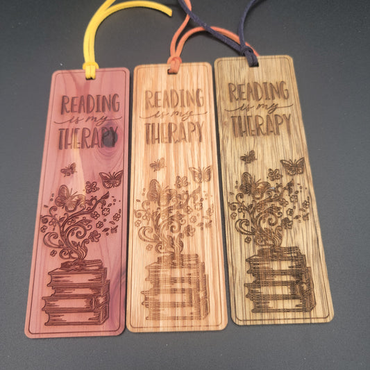 Reading is my Therapy - Wood Bookmarks