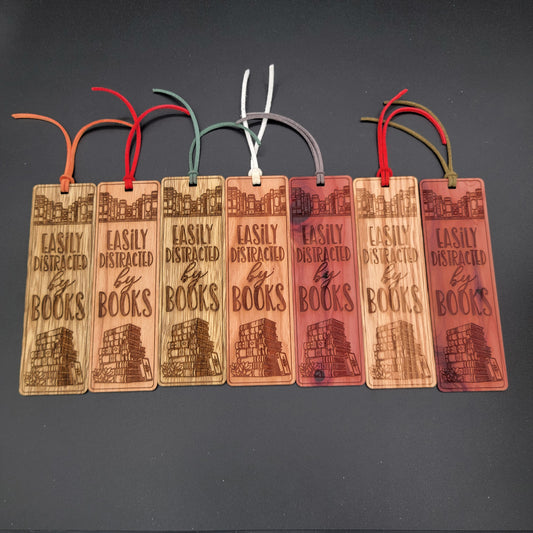 Easily Distracted by Books - Wood Bookmarks