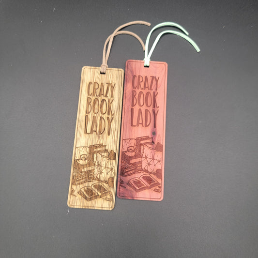 Crazy Book Lady - Wood Bookmarks