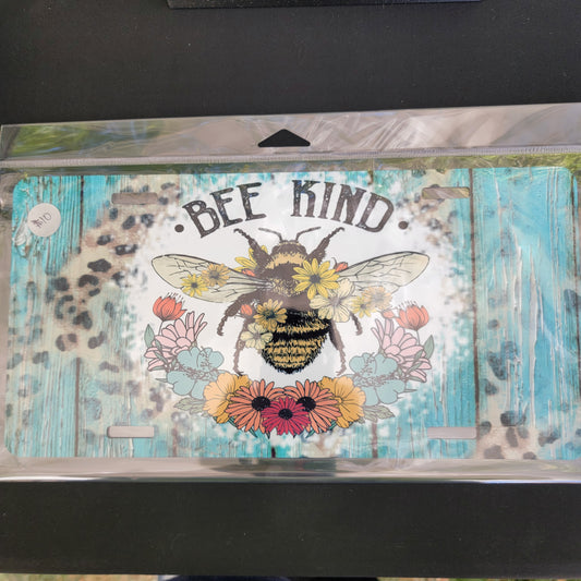 Sublimated Metal License Plate Art - Bee Kind