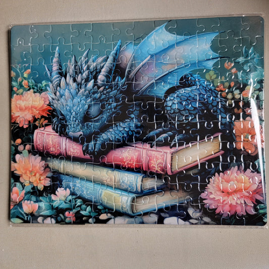 Sleeping Dragon Among Books and Flowers 120-Piece Sublimated Puzzle