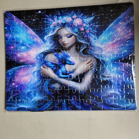 Fairy Cuddling a Baby Dragon 120-Piece Sublimated Puzzle