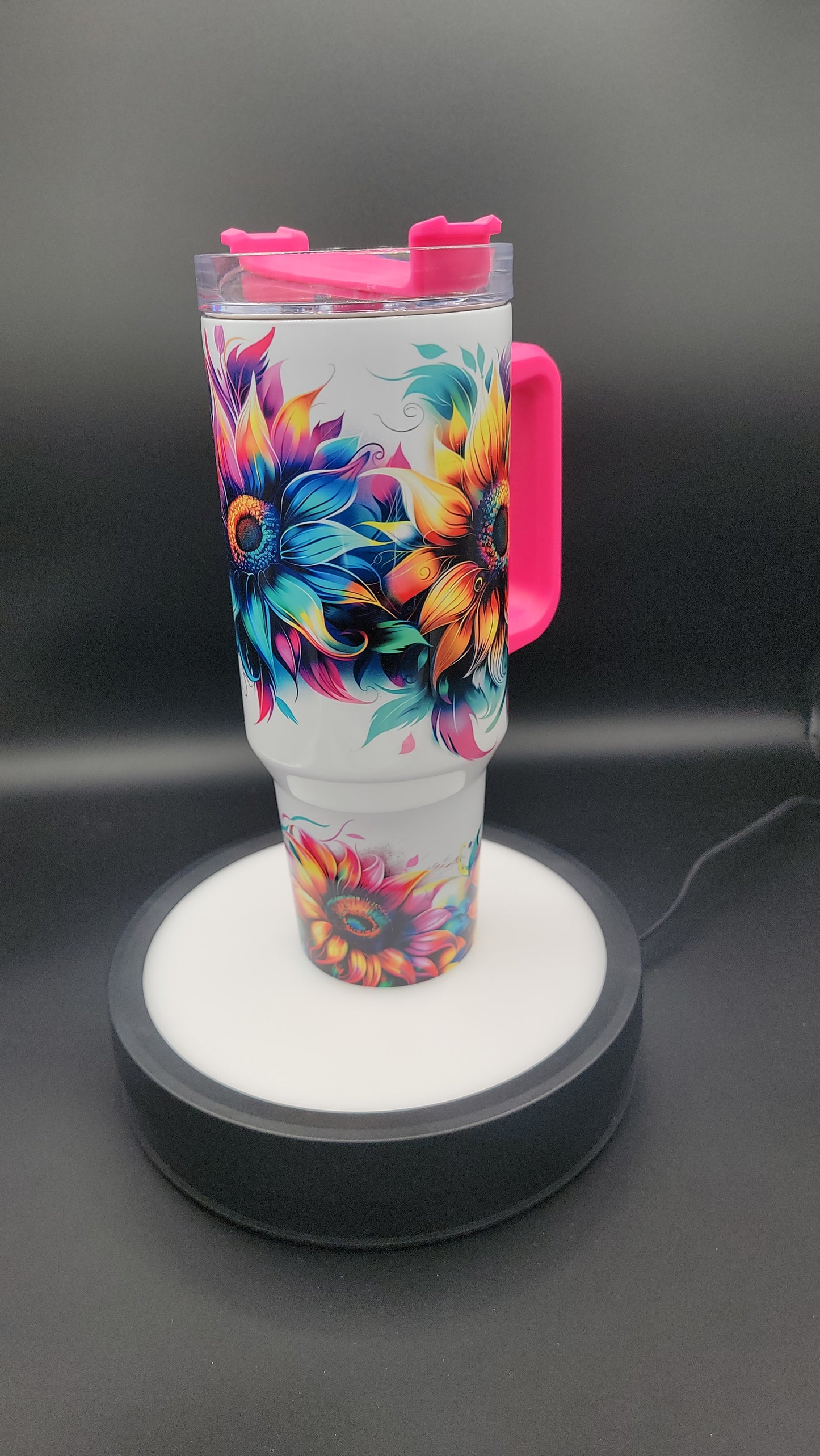 40 oz Tumbler Neon Sunflowers