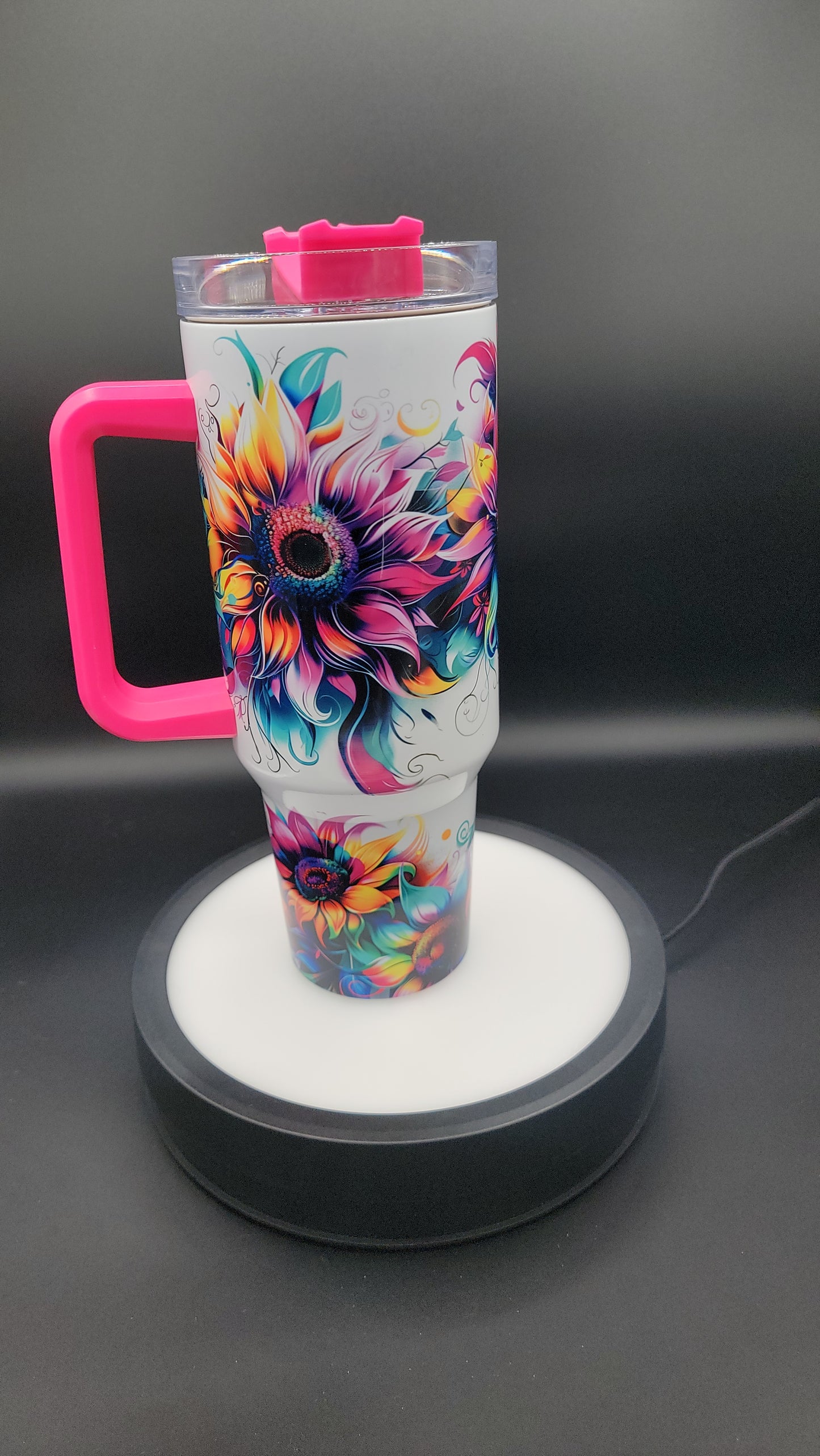 40 oz Tumbler Neon Sunflowers