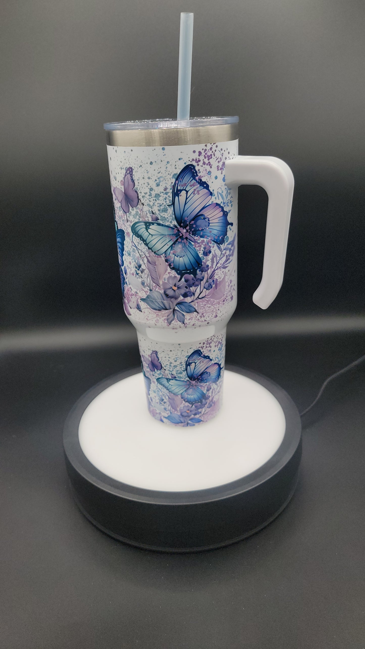 40oz Tumbler Purple Butterfly