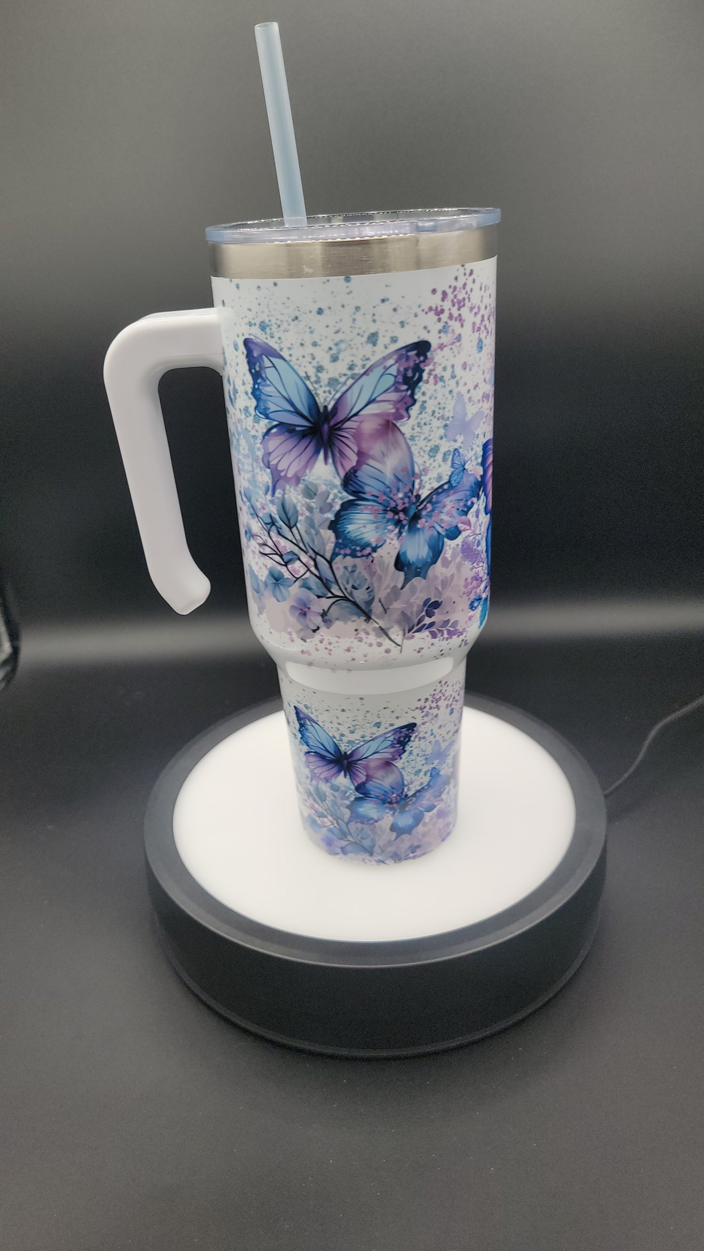 40oz Tumbler Purple Butterfly