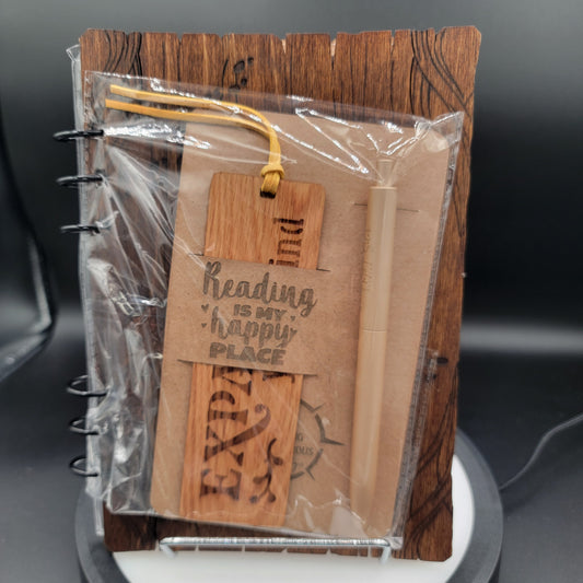 Adventure Awaits - Wood Journal Gift Set