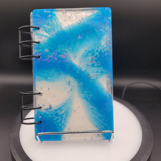 Resin Notebook - Holographic Galaxy Blue