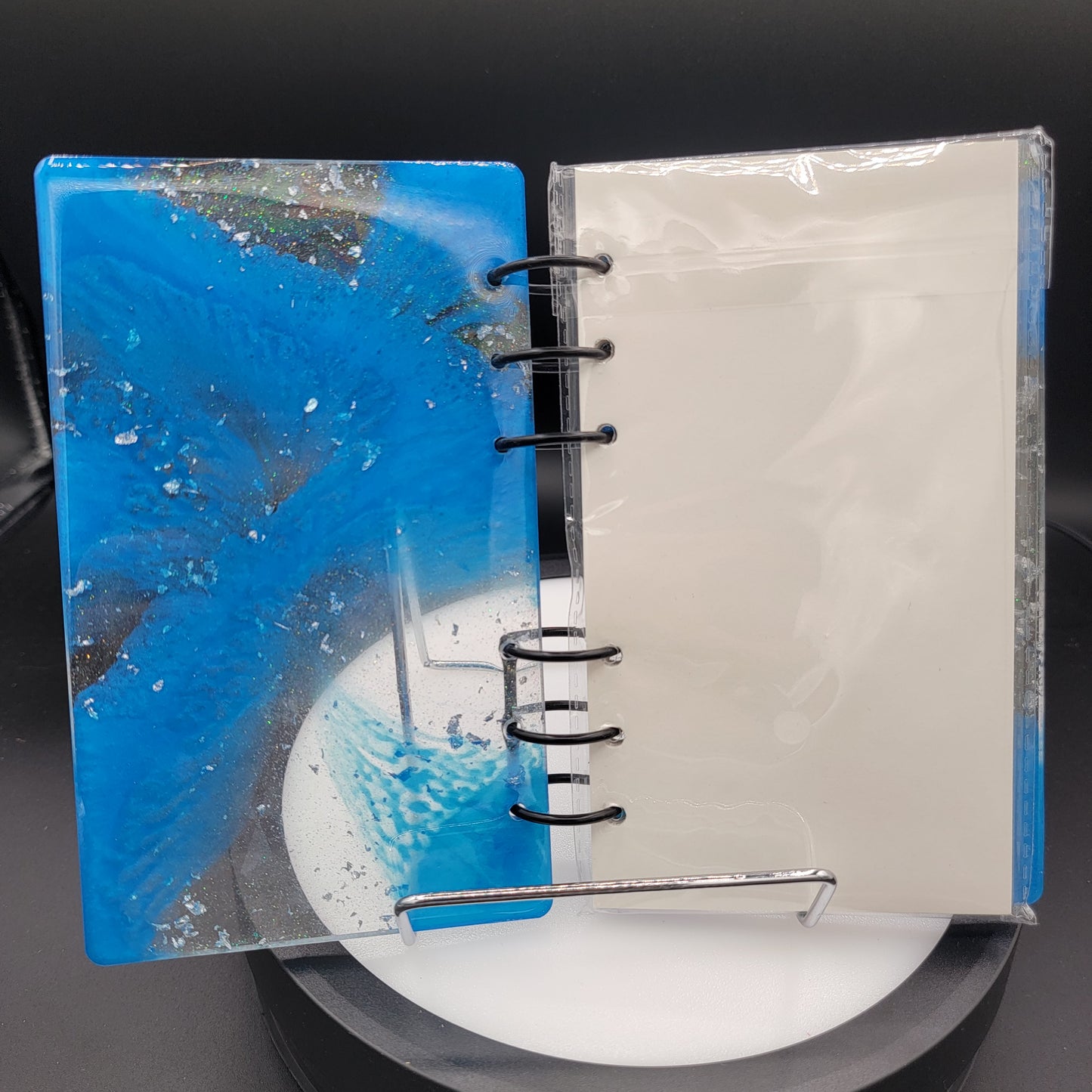 Resin Notebook - Holographic Galaxy Blue