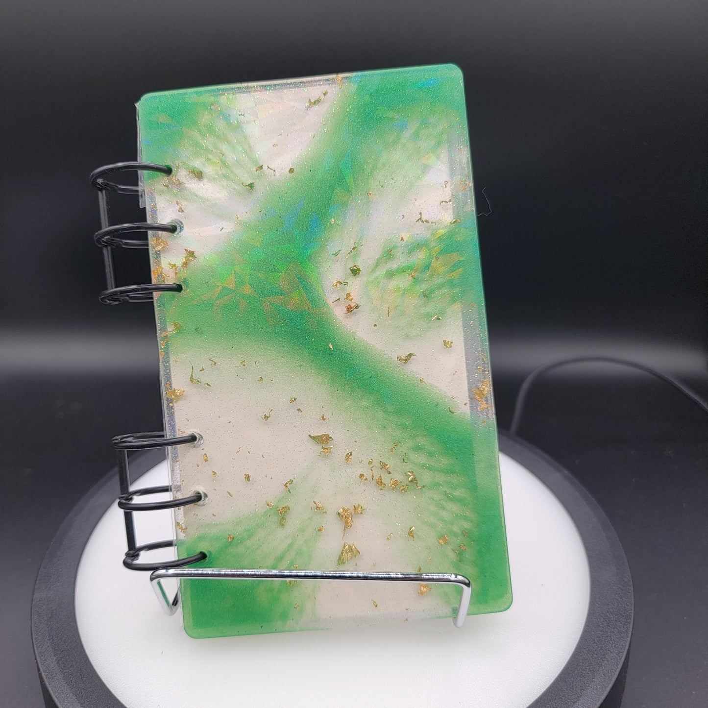 Resin Notebook - Holographic Galaxy Green