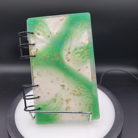 Resin Notebook - Holographic Galaxy Green