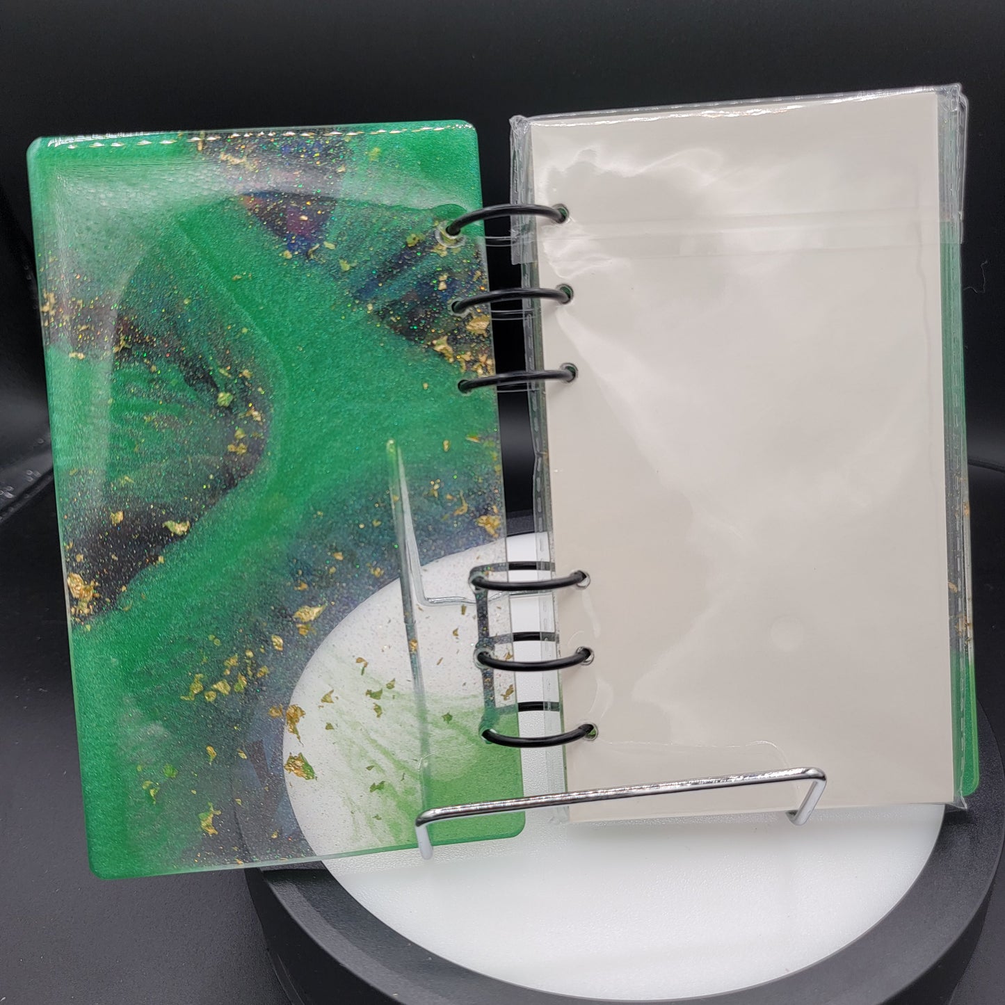 Resin Notebook - Holographic Galaxy Green