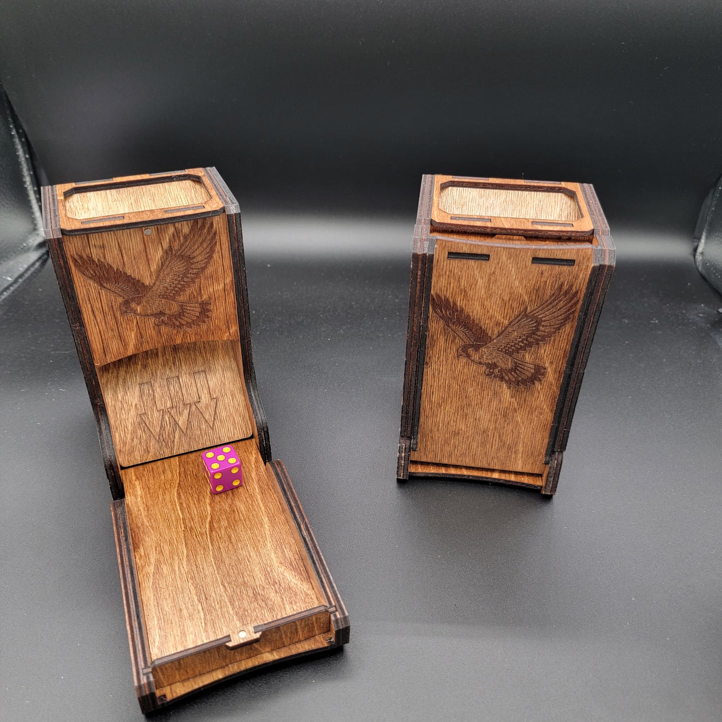 Engraved Wood Dice Tower