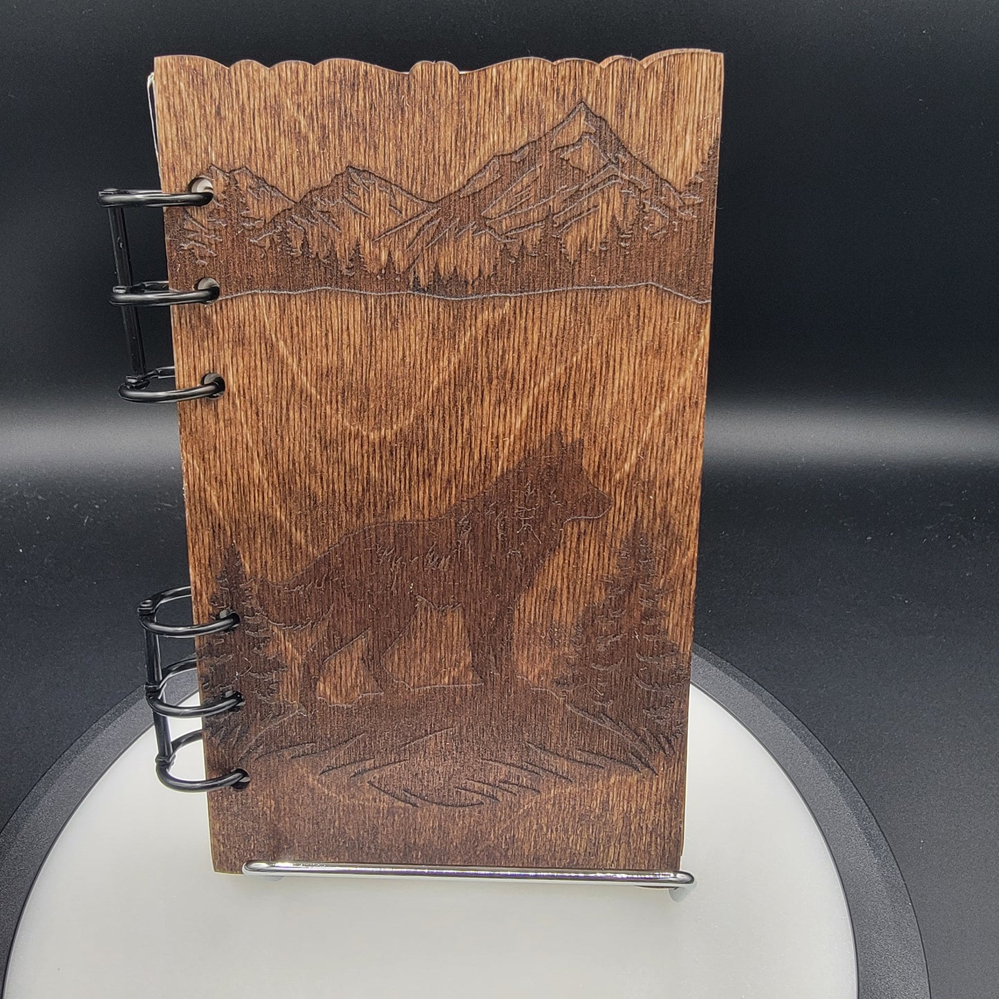 Mountain Wolf Wood Notebook