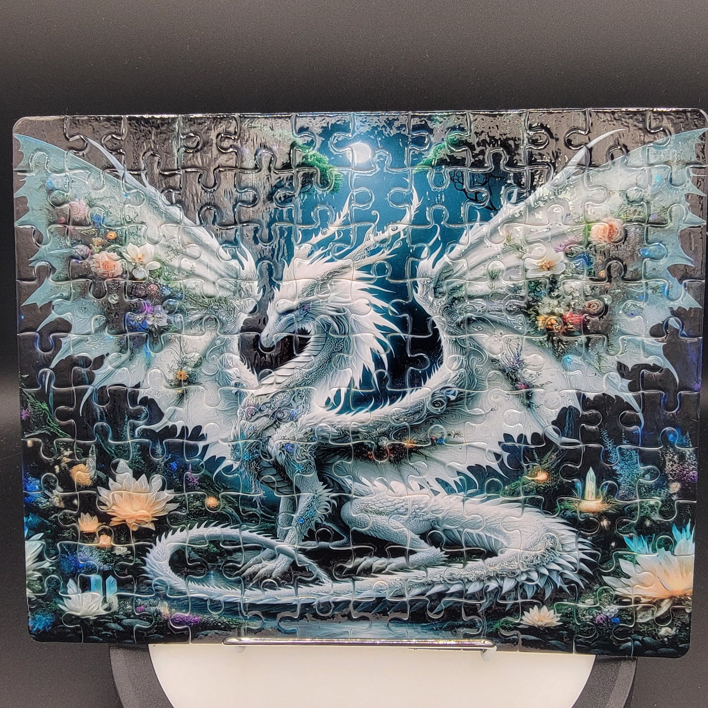 White Dragon in an Enchanted Forest 120-Piece Sublimated Puzzle