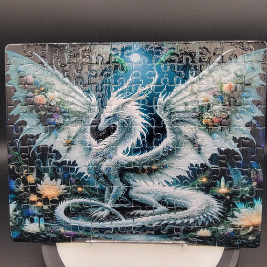 White Dragon in an Enchanted Forest 120-Piece Sublimated Puzzle