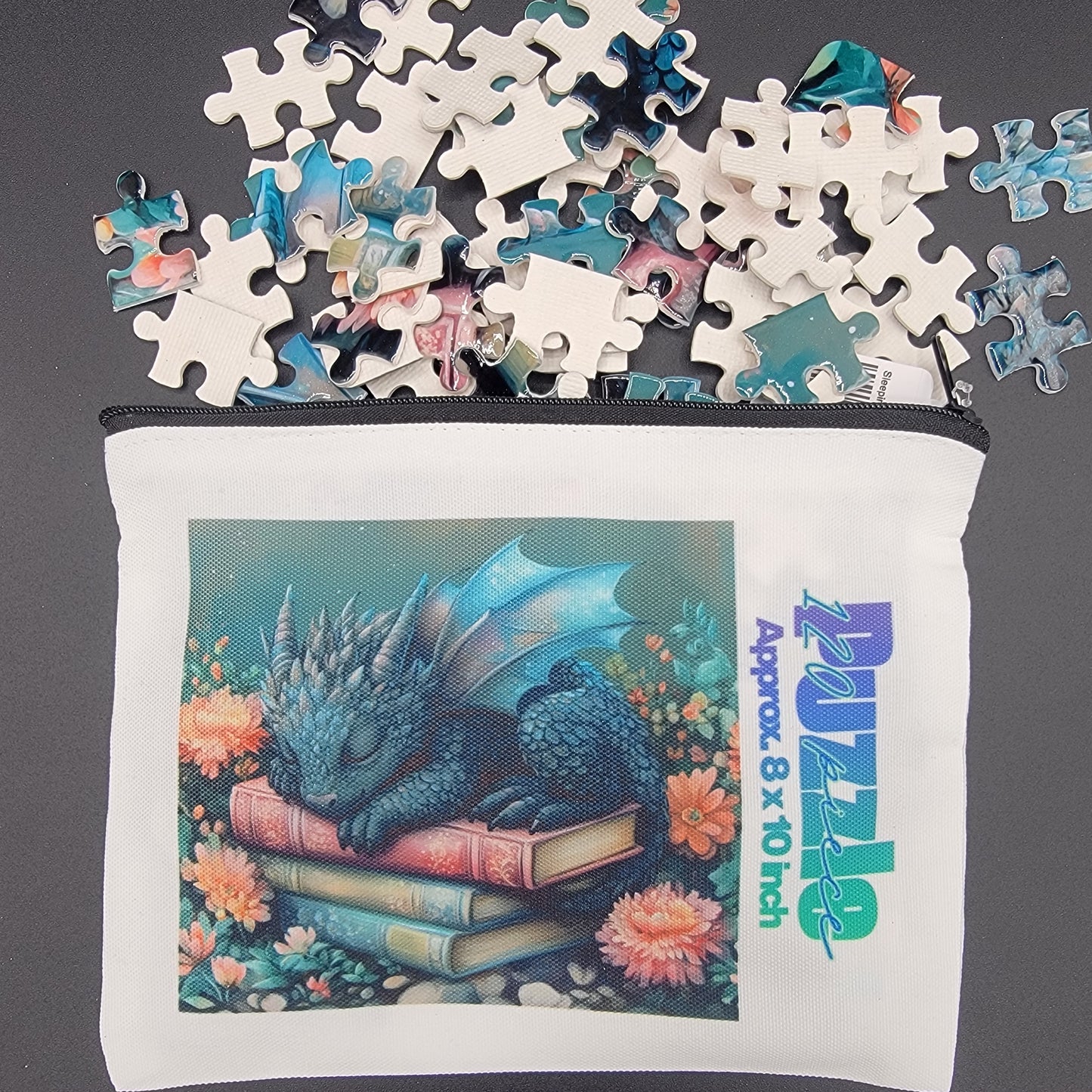 Sleeping Dragon Among Books and Flowers 120-Piece Sublimated Puzzle