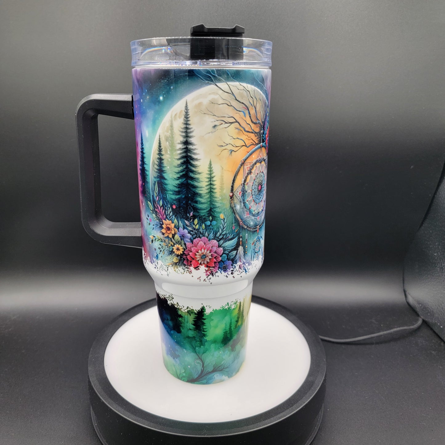 40oz Tumbler Northern Lights Wolf