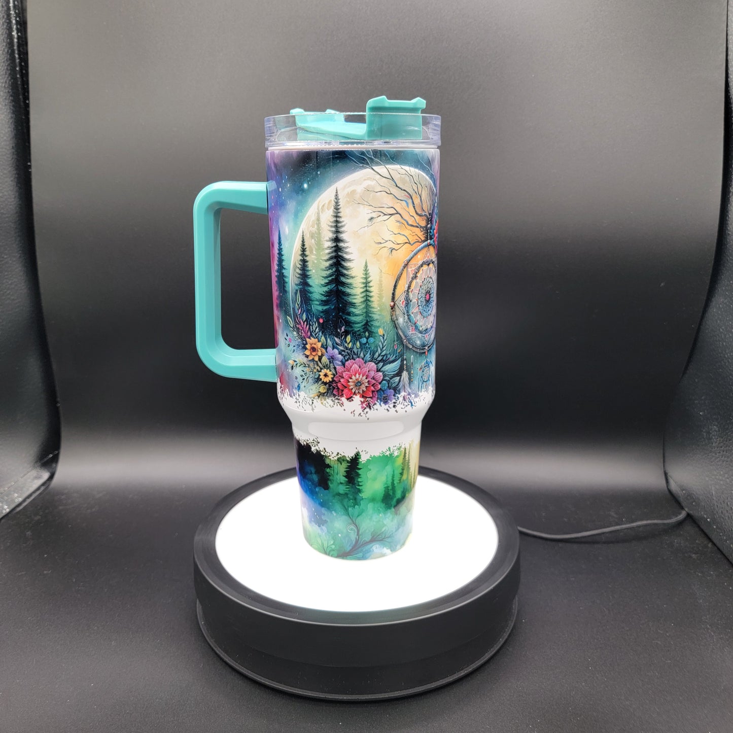 40oz Tumbler Northern Lights Wolf