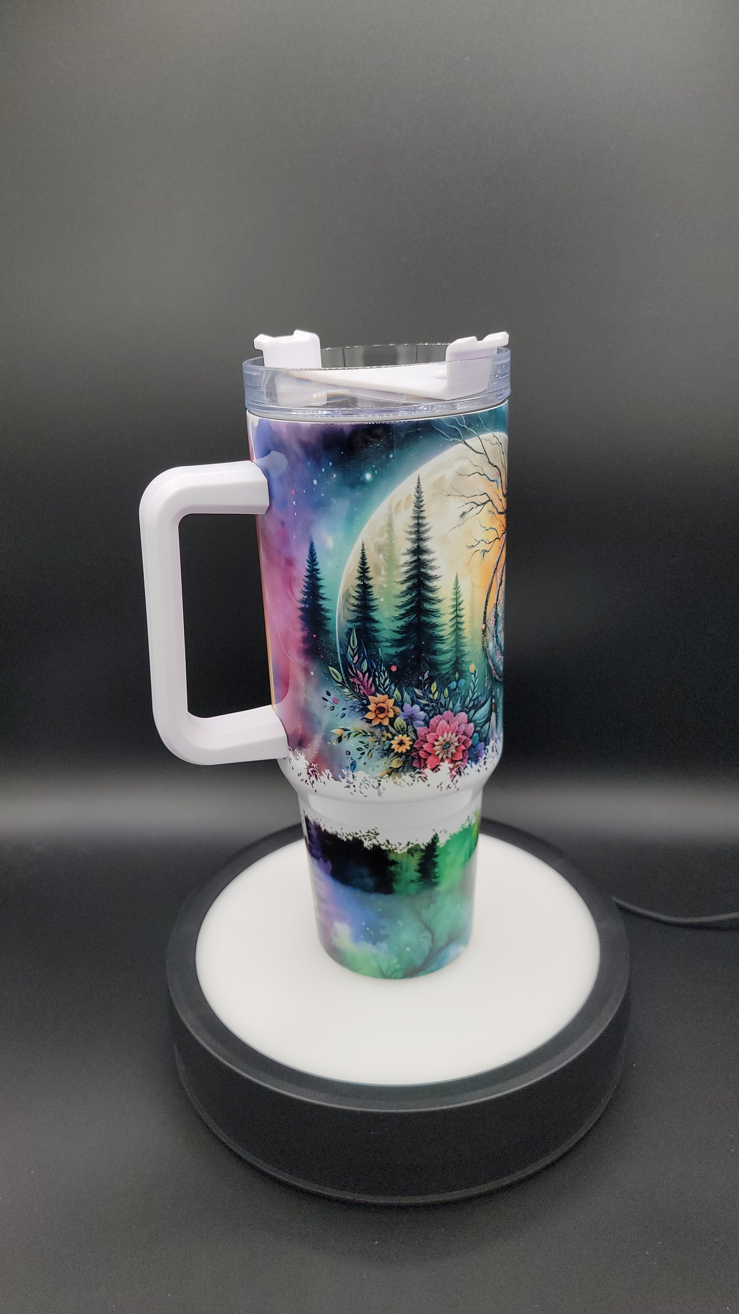 40oz Tumbler Northern Lights Wolf