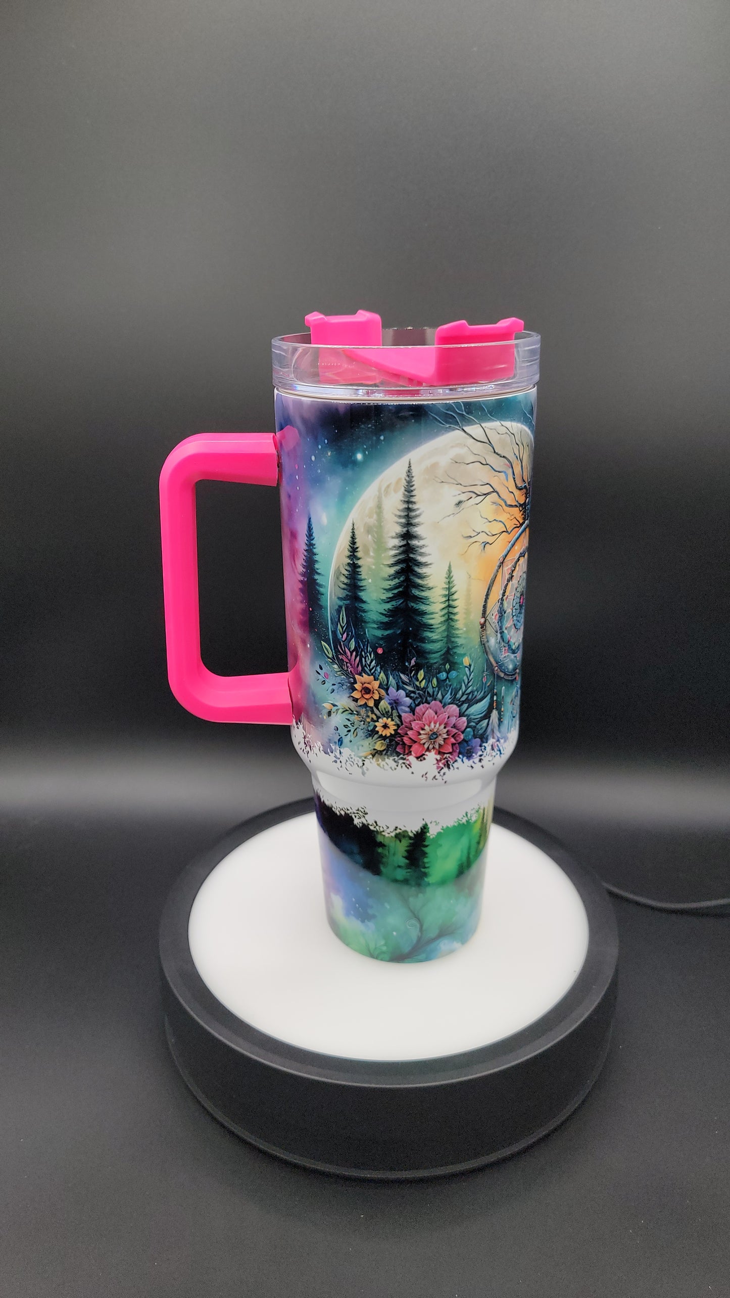 40oz Tumbler Northern Lights Wolf