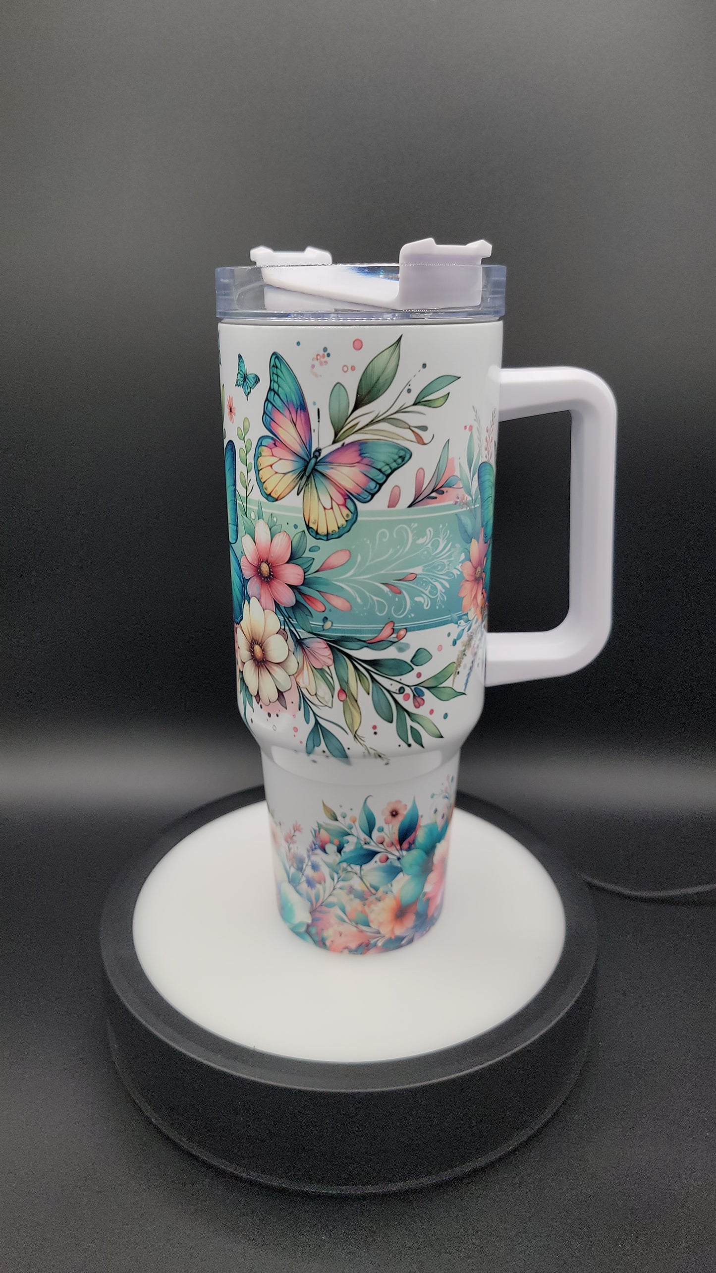 40oz Tumbler Floral Butterflies