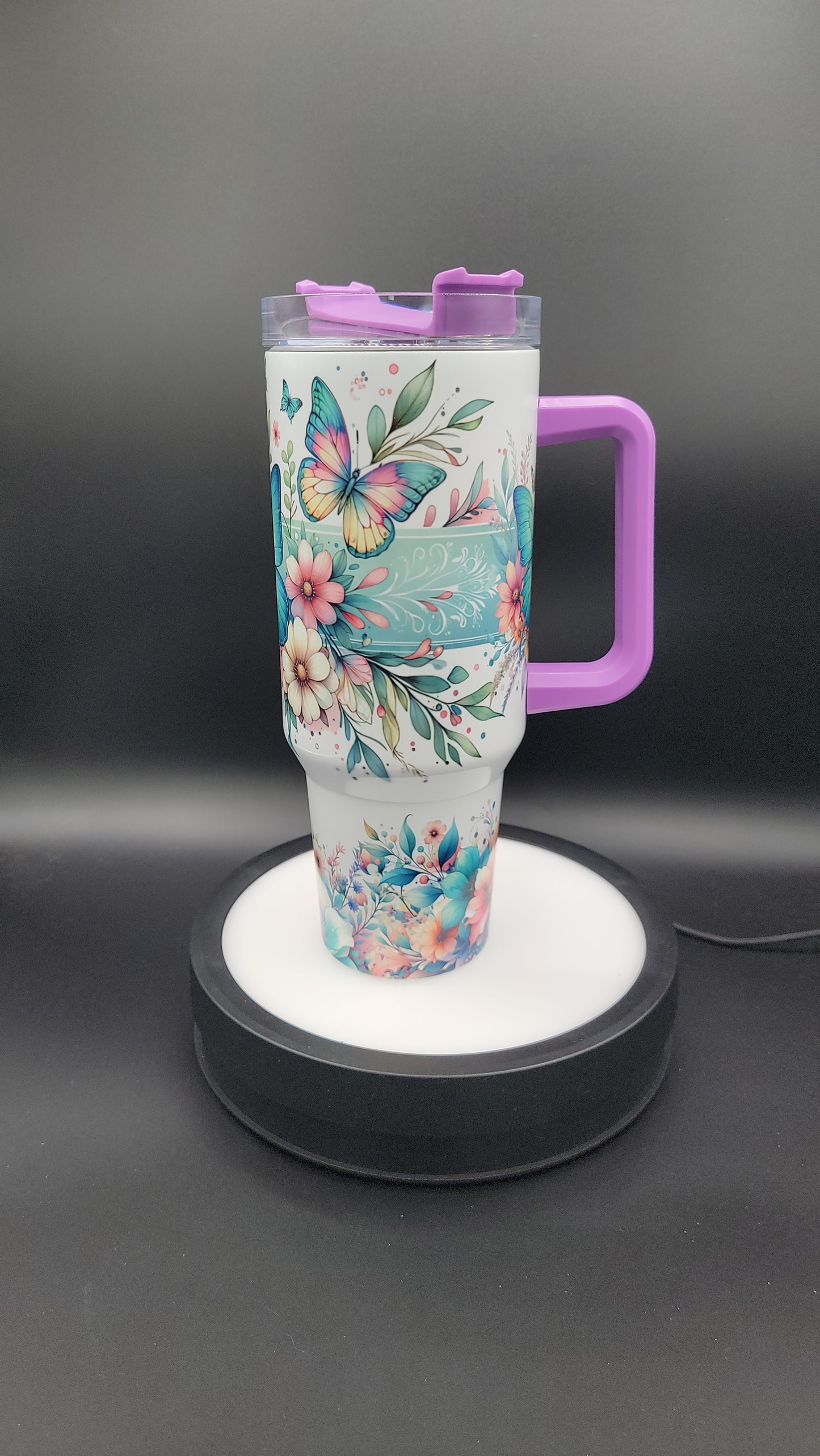 40oz Tumbler Floral Butterflies
