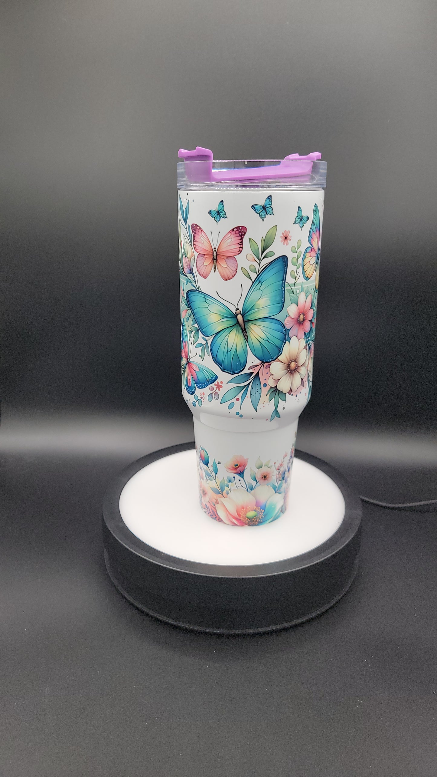 40oz Tumbler Floral Butterflies