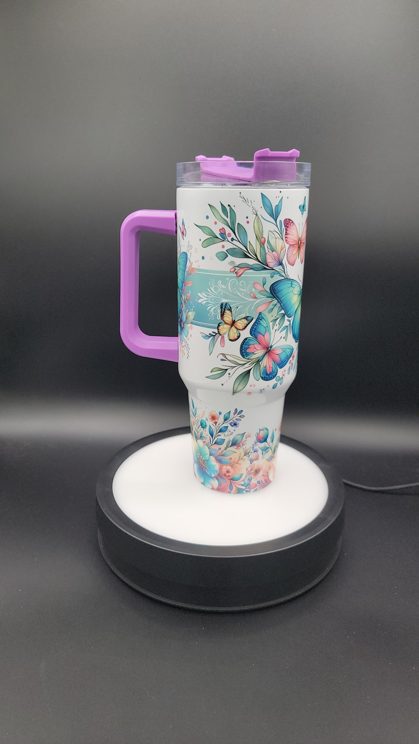 40oz Tumbler Floral Butterflies