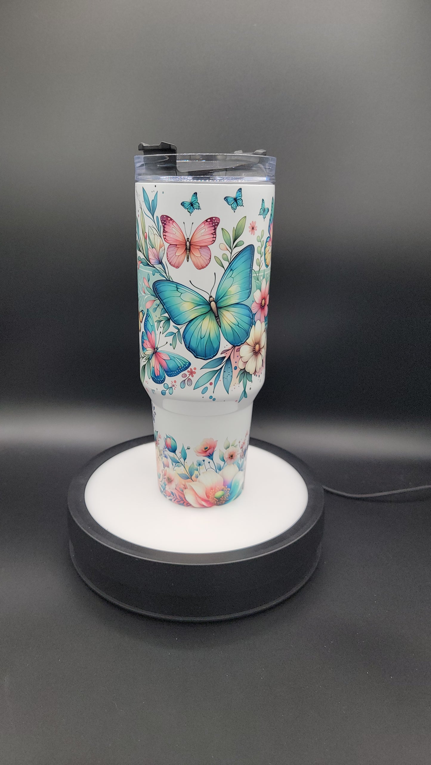 40oz Tumbler Floral Butterflies
