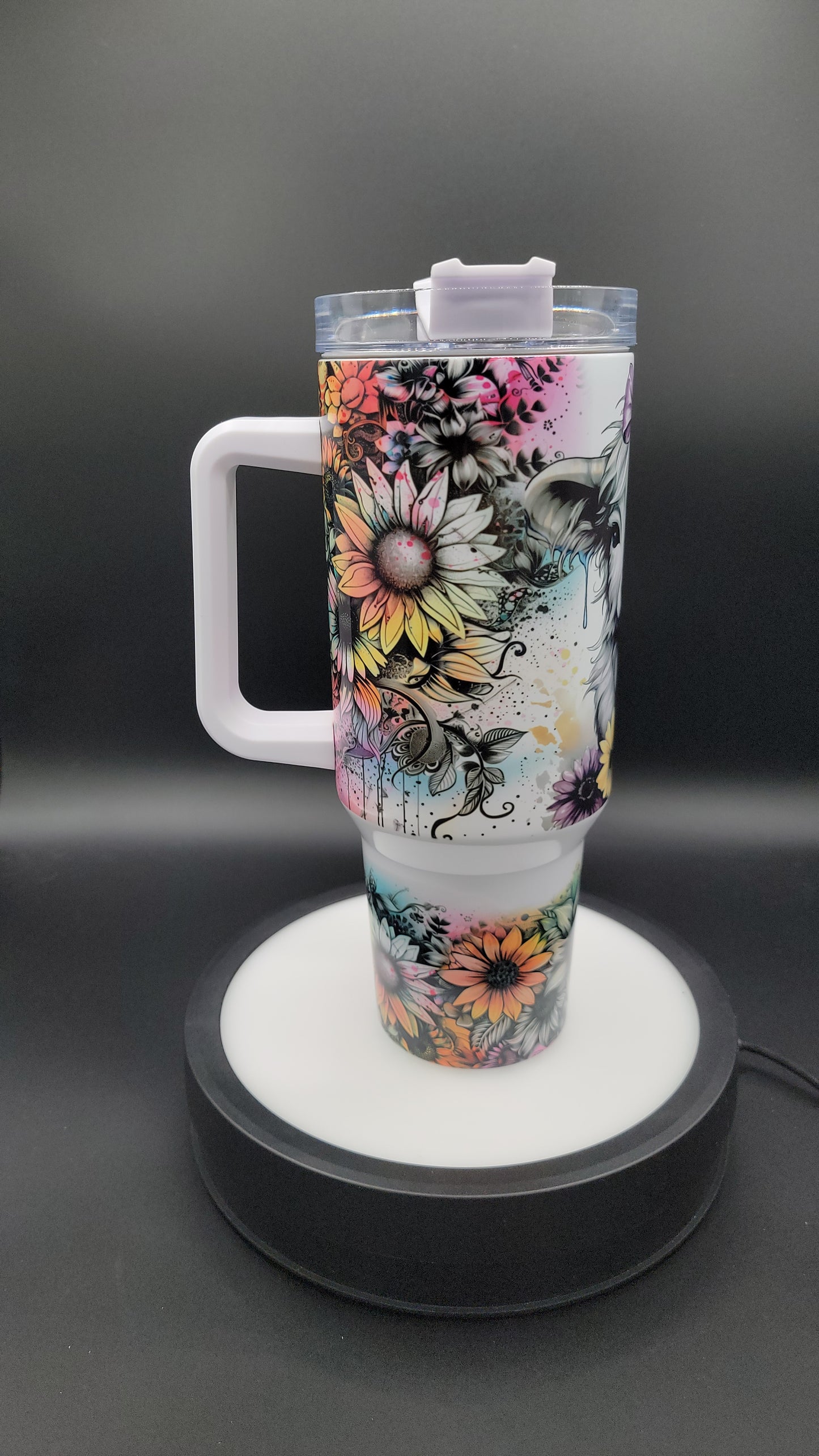 40 oz Tumbler Purple Bow Highland Cow