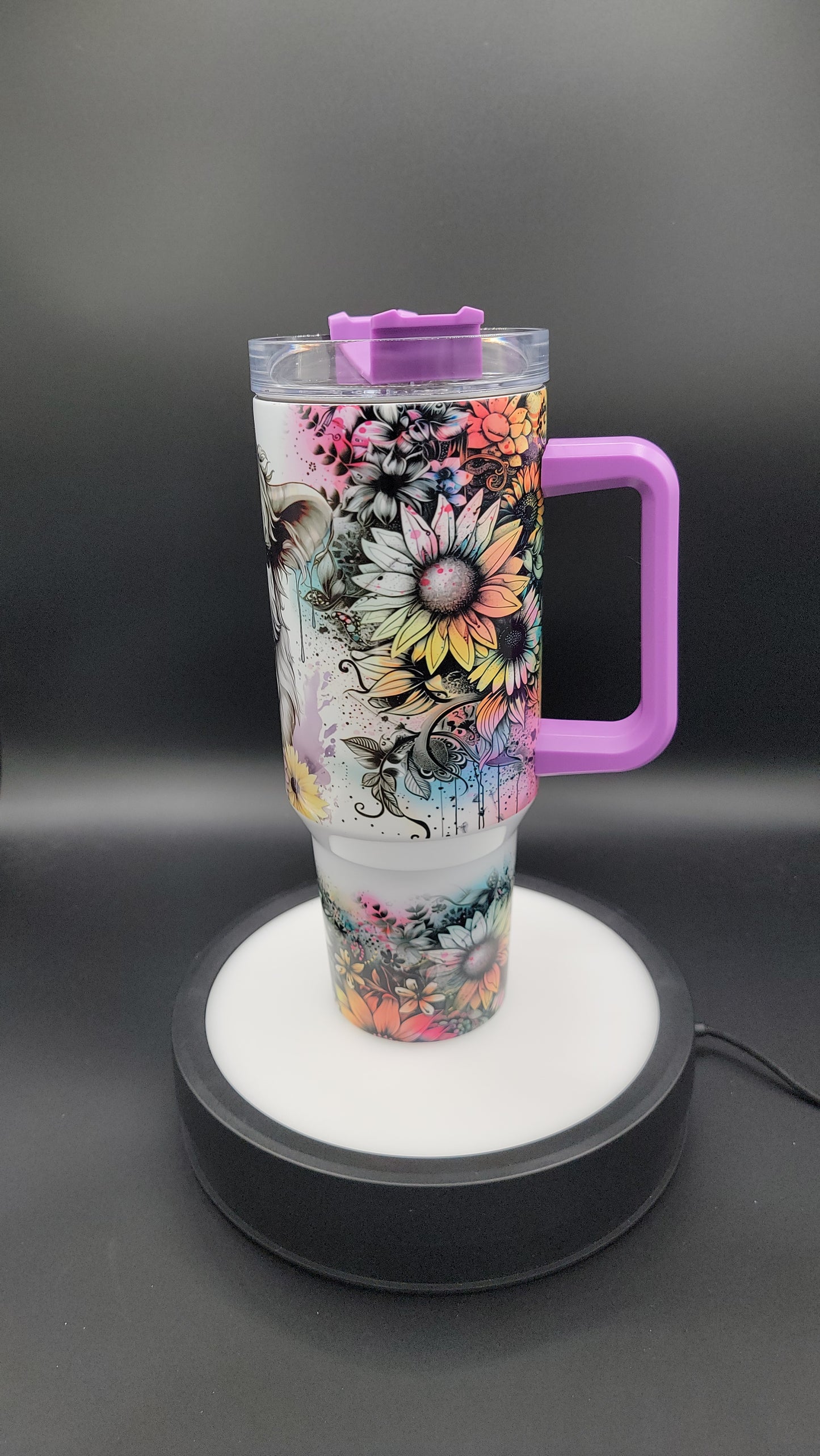 40 oz Tumbler Purple Bow Highland Cow