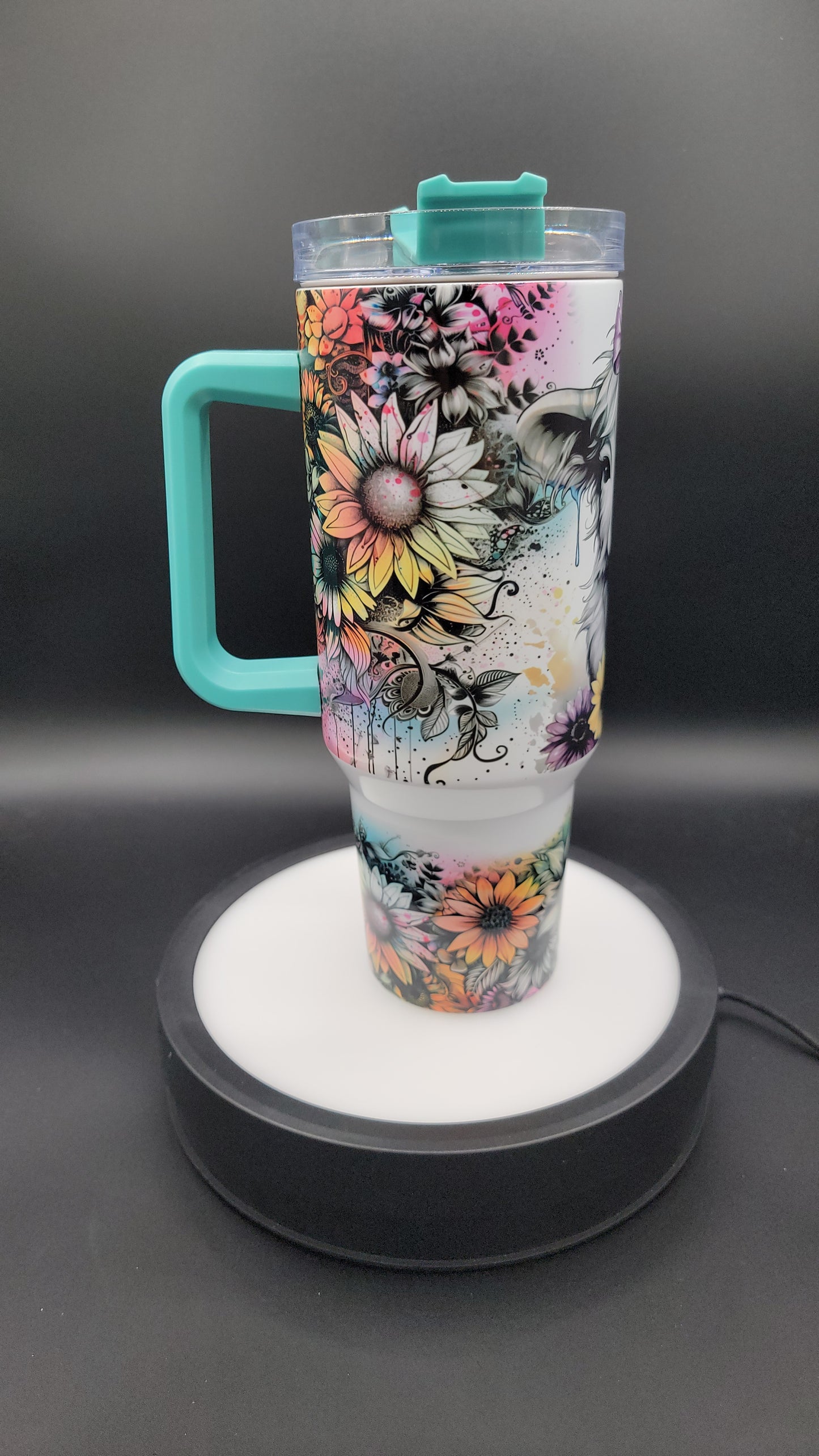 40 oz Tumbler Purple Bow Highland Cow