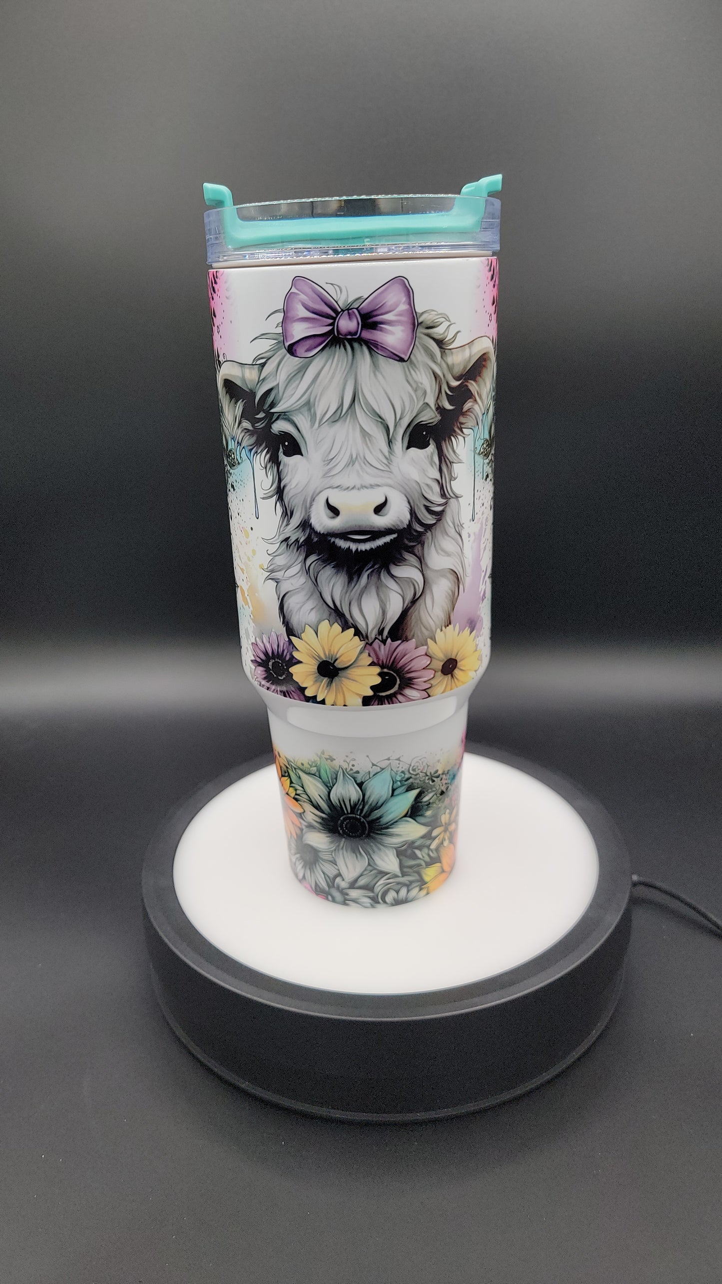 40 oz Tumbler Purple Bow Highland Cow